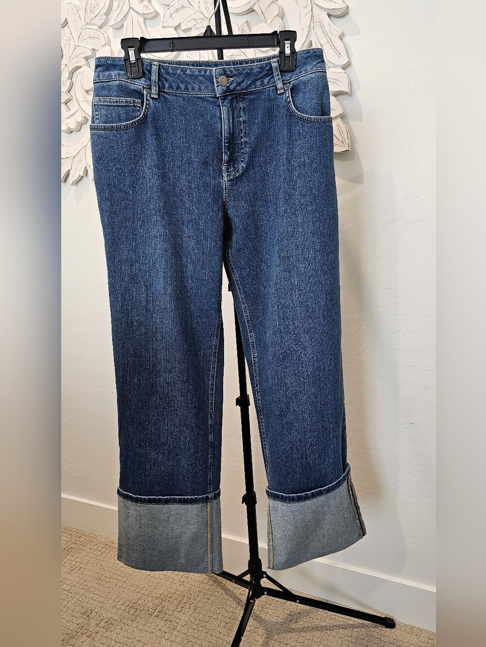 Gianni Bini Blue Wide Leg Cotton Jeans w/Rolled Cuff Women's Sz 28 & 29 NWT